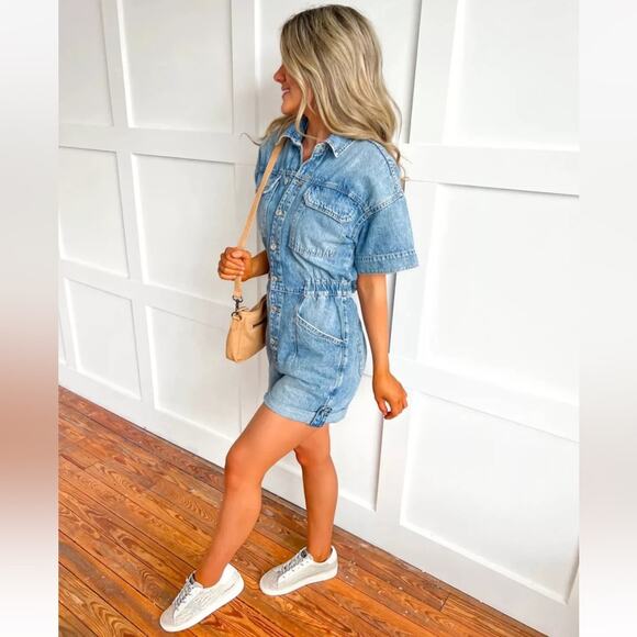 Free People Marci Cuffed Shortalls XS - Picture 6 of 9